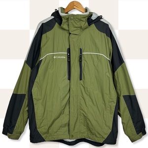 Columbia Vintage Omni-Tech Waterproof Interchange Nylon Rain Parka Jacket Green